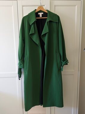 H&M Green Long Trench Coat